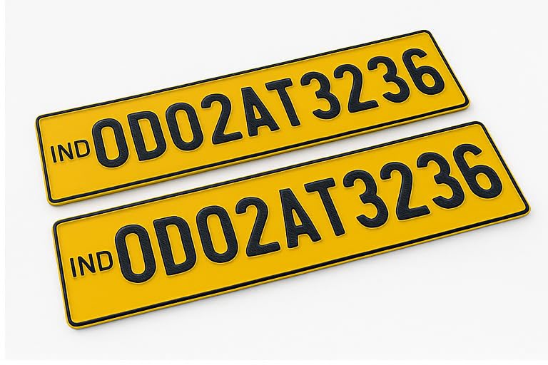 autofriend IND Costomized Fancy Aluminium Number Plates for Old Commercial car/Taxi, with buyer's Text or Number Embossed - Punching - Front and Back Yellow-Taxi - NO Serial Code - Image 4