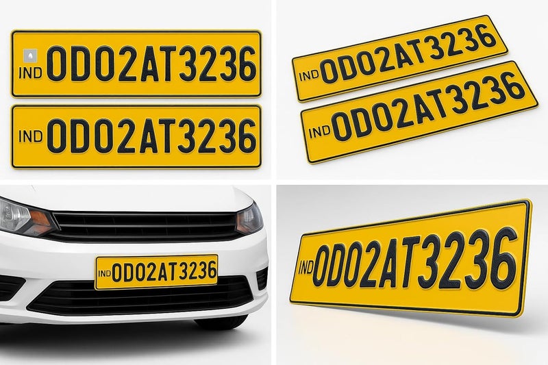 autofriend IND Costomized Fancy Aluminium Number Plates for Old Commercial car/Taxi, with buyer's Text or Number Embossed - Punching - Front and Back Yellow-Taxi - NO Serial Code - Image 2