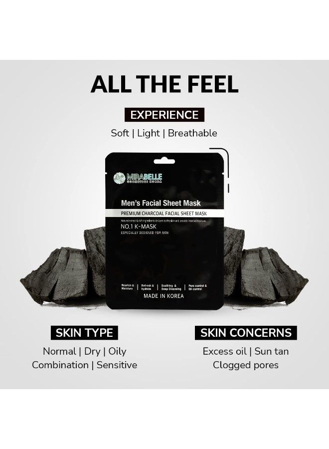 Mirabelle Men's Korean Face Sheet Mask for Intense Brightening | Anti - Acne (Pack of 2) - Image 4