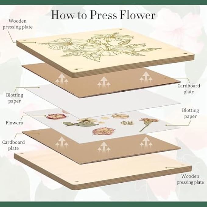 LARGE FLOWER PRESS KIT FOR ADULTS, LEAF PRESS KIT FOR DRYING, PRESERVING & MAKING PRESSED FLOWERS AND PLANTS, GREAT GIFT FOR ART AND DIY CRAFT LOVERS ENTHUSIASTS (WOODEN- 11"X11") - Image 4