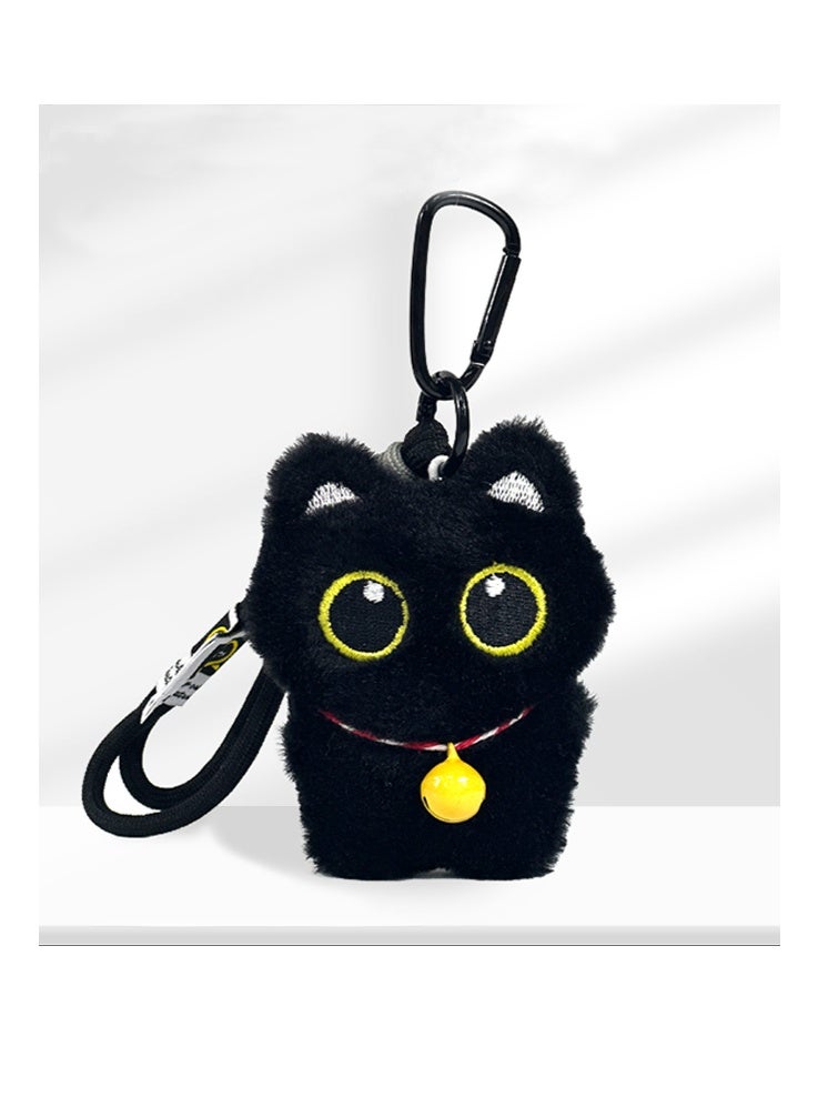 أفهوغو سلسلة مفاتيح على شكل قطة سوداء من القطيفة تصدر صوت صرير مع جرس - سلسلة مفاتيح كرتونية لطيفة للحقائب وديكور السيارة وحزام معصم متعدد الألوان - هدية جديدة للأطفال والفتيات - Image 1