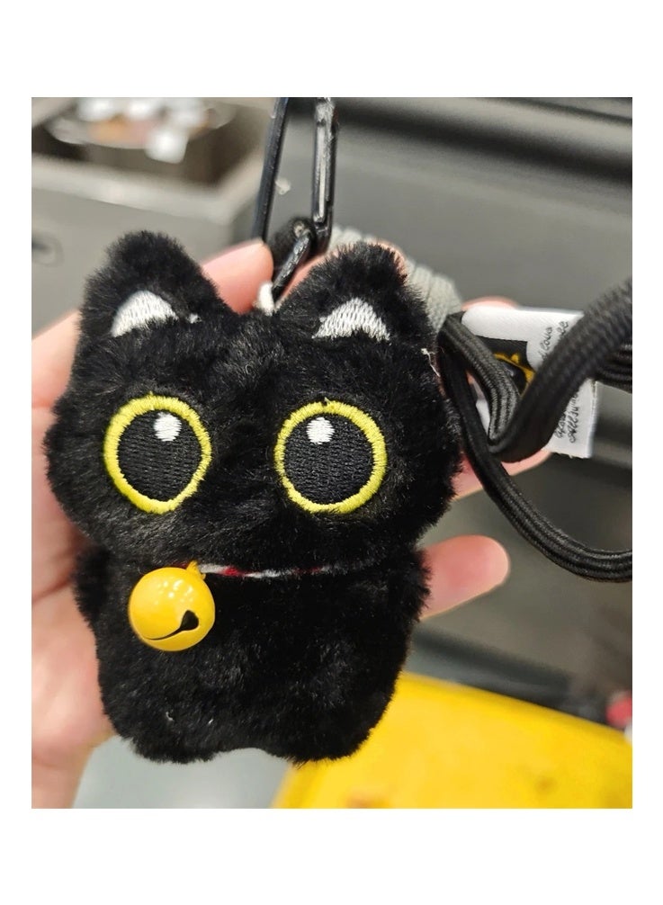أفهوغو سلسلة مفاتيح على شكل قطة سوداء من القطيفة تصدر صوت صرير مع جرس - سلسلة مفاتيح كرتونية لطيفة للحقائب وديكور السيارة وحزام معصم متعدد الألوان - هدية جديدة للأطفال والفتيات - Image 5