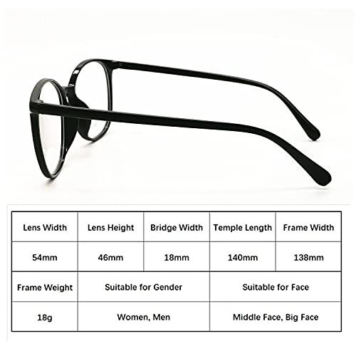 OPTIFINE Reading Glasses Anti Blue Light Blocking Reader Oversized Frame for Women Men for Mid Big Face Anti Eyestains Black 0 - Image 3