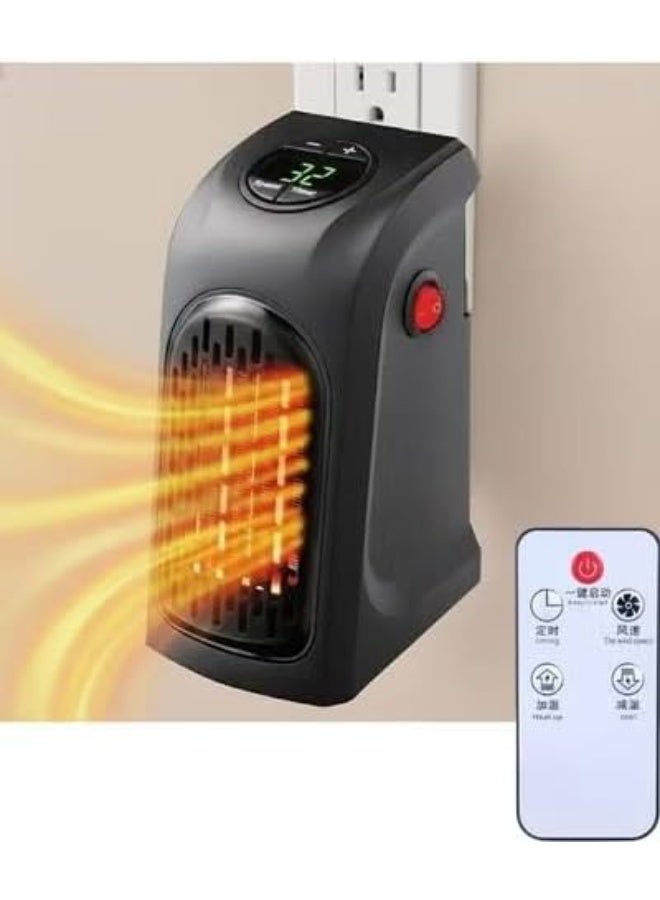 400W Mini Electric Wall Heater | Handy Plug-In Space Heater with Remote Control & Digital LED Display | 12-Hour Timer & 15-32°C Adjustable Thermostat Ceramic Fast Heating Fan for Home, Room, Office - Image 3