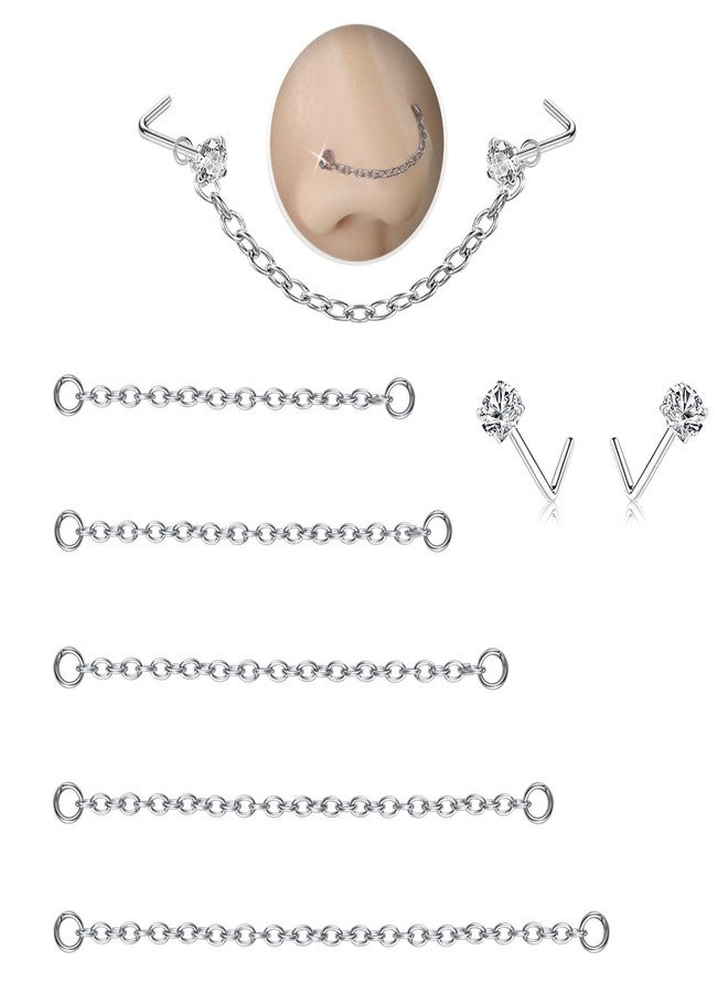 GingYing Nose Rings Studs: 8Pcs 20G 316L Surgical Steel Nose Studs Hypoallergenic Corkscrew Nose Piercing Stud Jewelry for Women Men Silver Cubic Zirconia Imitation Diamond 1.5mm 2mm 2.5mm 3mm - Image 1