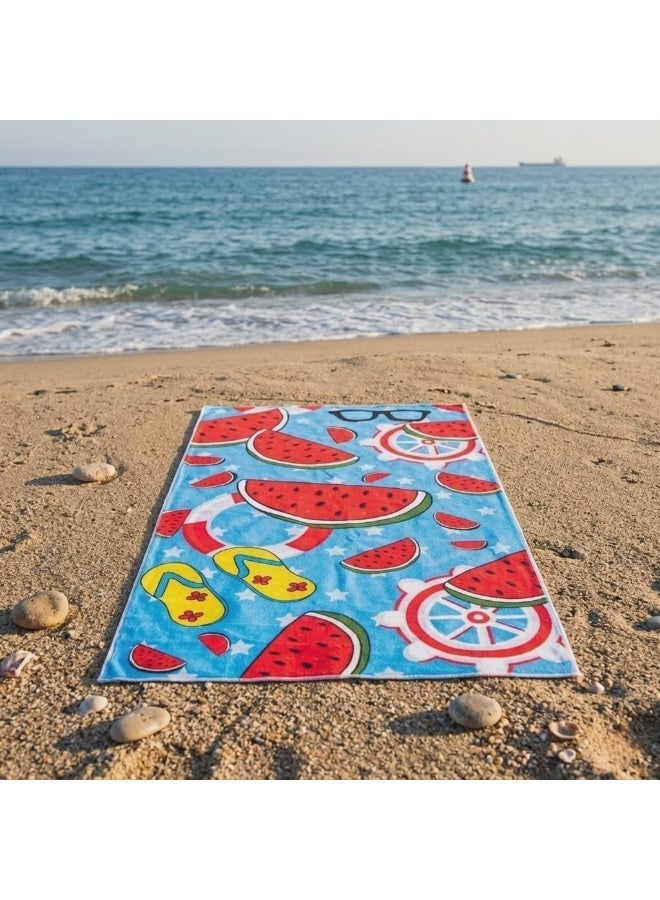 Large Beach Towel (140*70cm) Absorption Material, Various Designs (Doman & watermelon) - Image 2