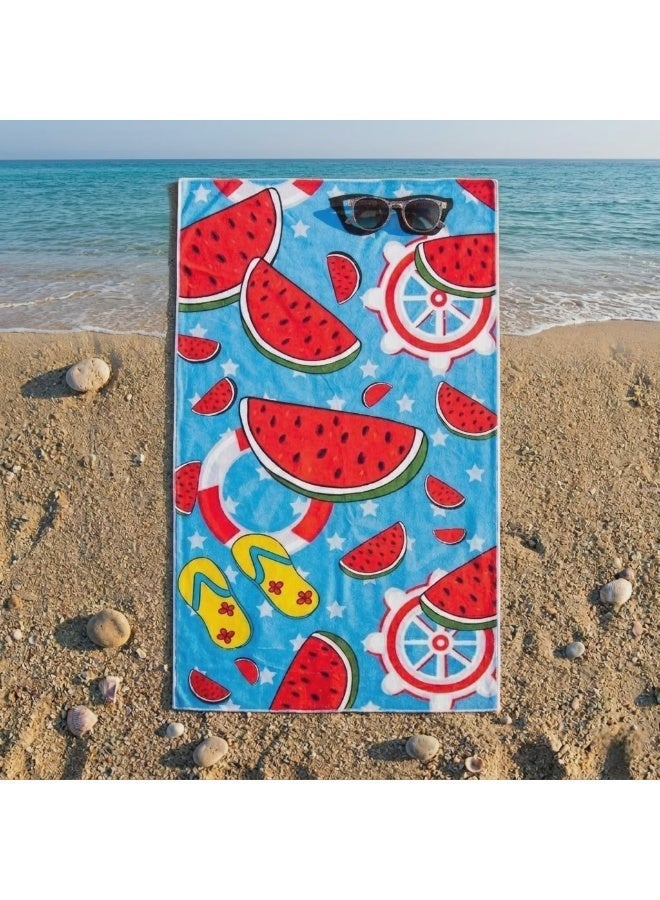 Large Beach Towel (140*70cm) Absorption Material, Various Designs (Doman & watermelon) - Image 1