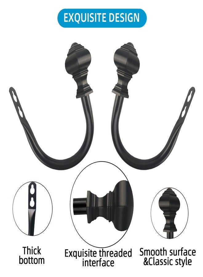 Kowibcl 4Pcs Curtain Holdbacks - Wall Mounted Drapery Tiebacks with Lighthouse Finial,Decorative Curtain Holders for Bedroom Livingroom Office Home,Black - Image 4