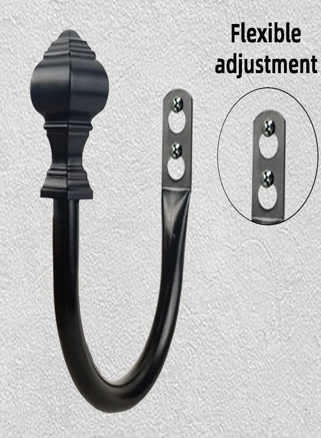 Kowibcl 4Pcs Curtain Holdbacks - Wall Mounted Drapery Tiebacks with Lighthouse Finial,Decorative Curtain Holders for Bedroom Livingroom Office Home,Black - Image 5