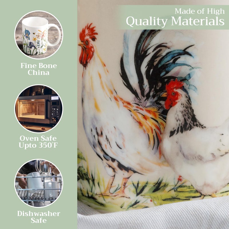 Maison d' Hermine Coffee Mug with Handles Fine Bone China Mugs Pack of One Tea Cups for Hot Beverages Cappuccino Latte Home Restaurant Office Perfect for Gift (Campagne - Basse Cour, 15 Ounce) - Image 3