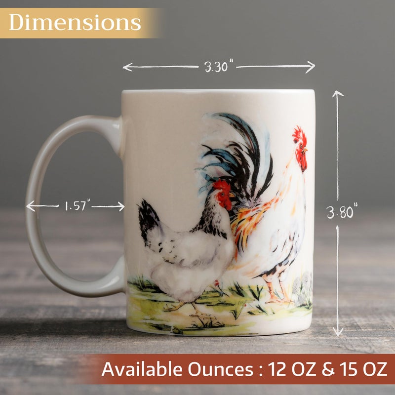 Maison d' Hermine Coffee Mug with Handles Fine Bone China Mugs Pack of One Tea Cups for Hot Beverages Cappuccino Latte Home Restaurant Office Perfect for Gift (Campagne - Basse Cour, 15 Ounce) - Image 4