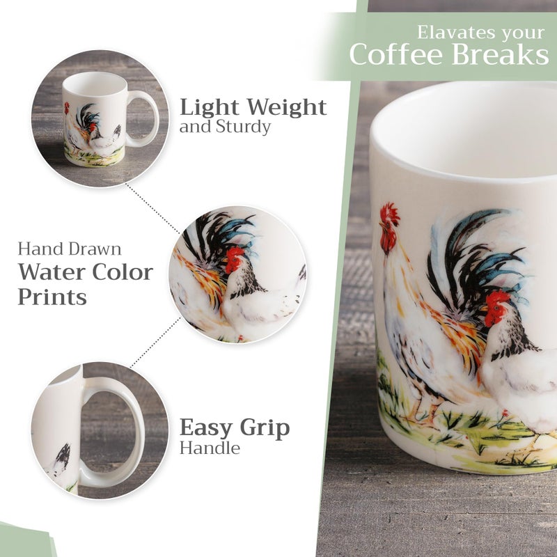 Maison d' Hermine Coffee Mug with Handles Fine Bone China Mugs Pack of One Tea Cups for Hot Beverages Cappuccino Latte Home Restaurant Office Perfect for Gift (Campagne - Basse Cour, 15 Ounce) - Image 5