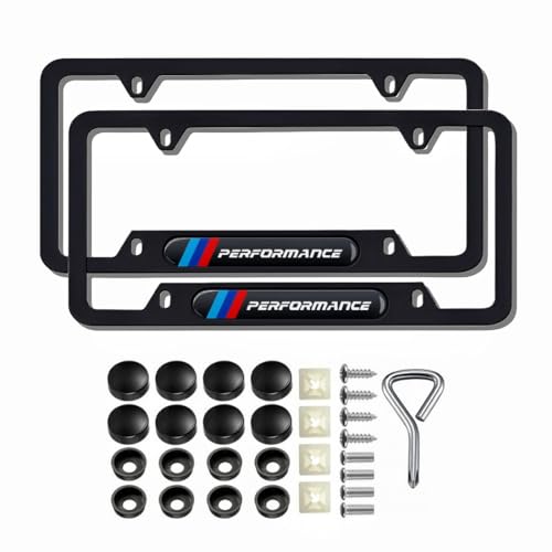 QOMAGO 2 Pcs Black License Plate Frames Metal Aluminum Material 4 Holes License Plate Covers Screw Caps Cover Set Compatible with 1 2 3 4 5 Series X1 X3 X5 X6 X7 Series M2 M3 M4 M5 M6 Series E90 E91etc - Image 1
