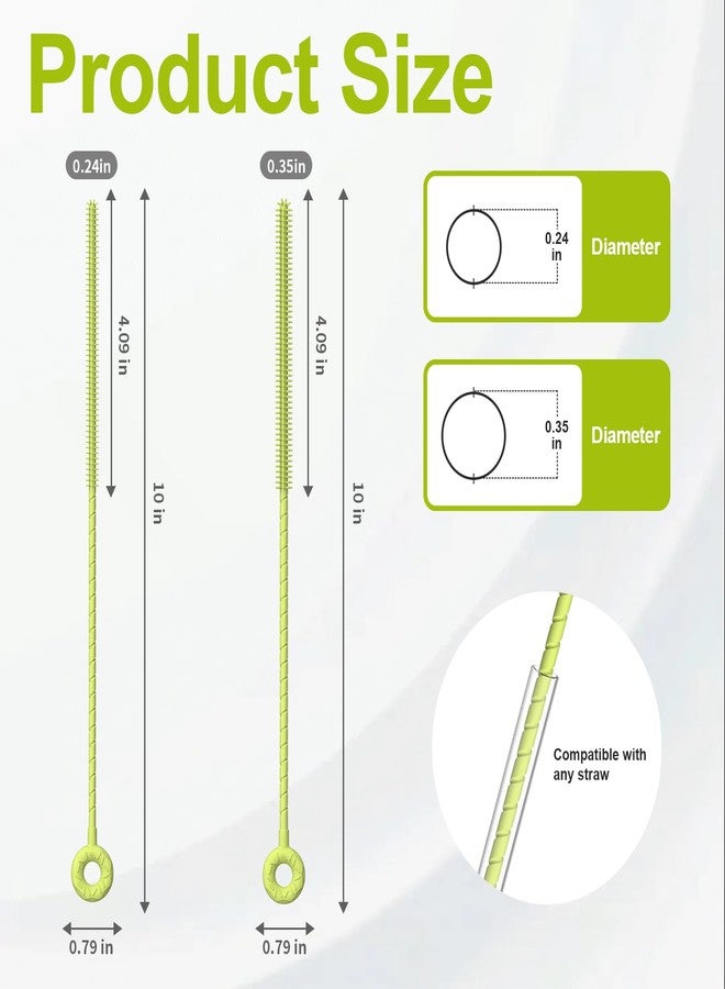 YOTIME Silicone Straw Cleaner Brush, 2 Pcs Reusable Straw Brush(6mm+9mm) for Cleaning Narrow & Wide Straws, Tumblers, Green - Image 2