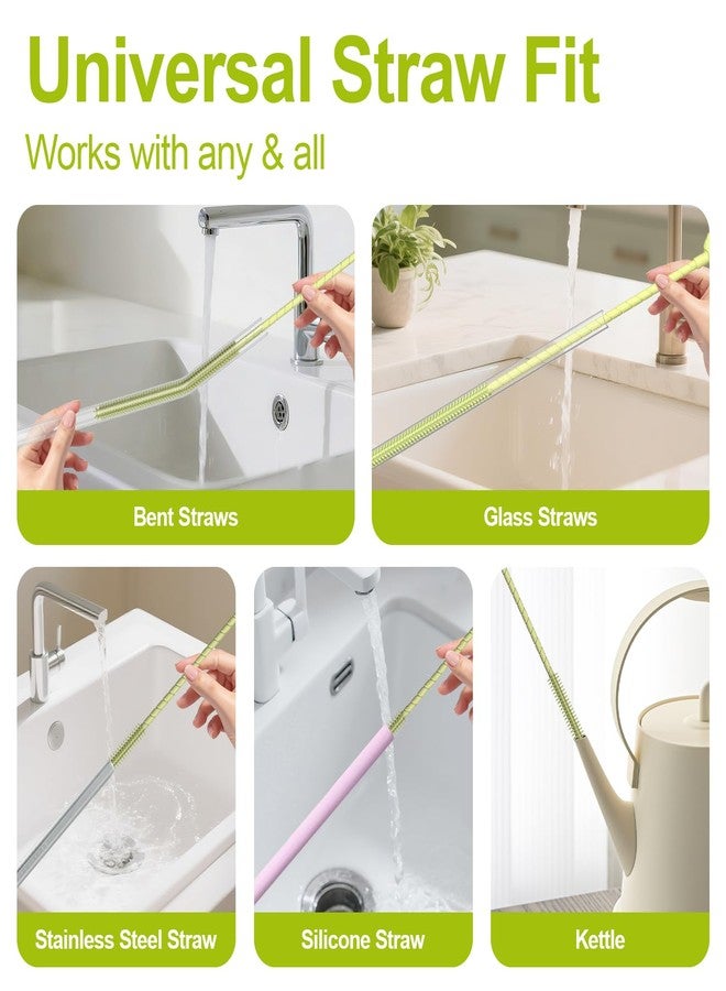 YOTIME Silicone Straw Cleaner Brush, 2 Pcs Reusable Straw Brush(6mm+9mm) for Cleaning Narrow & Wide Straws, Tumblers, Green - Image 5