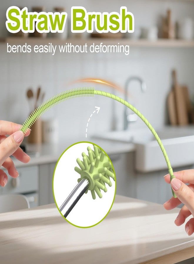 YOTIME Silicone Straw Cleaner Brush, 2 Pcs Reusable Straw Brush(6mm+9mm) for Cleaning Narrow & Wide Straws, Tumblers, Green - Image 4