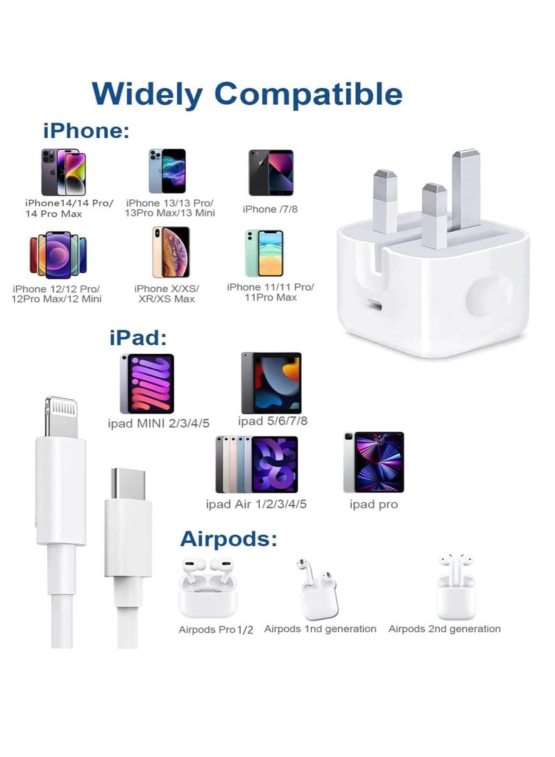RAYON 30W Fast Charger USB-C Adapter with USB C to Lightning Data Cable Power Cable Compatible with iPhone 14/14 Pro/14 Pro Max/13/12/SE2020/11/XR/XS Max/X/iPad - Image 2