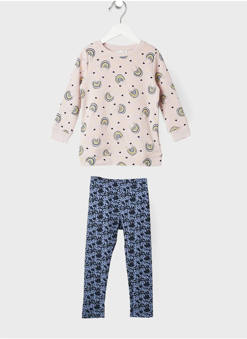 NAME IT Kids Printed Sweatshirt And Leggings Set