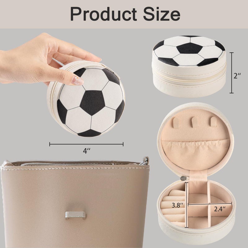 Mindoub 12-Pack Soccer Mini Travel Jewelry Case Round Black and White Soccer Stuff Portable Jewelry Organizer Storage Case for Christmas Graduation Sports Team Club Birthday Goodie Favors Gifts - Image 3