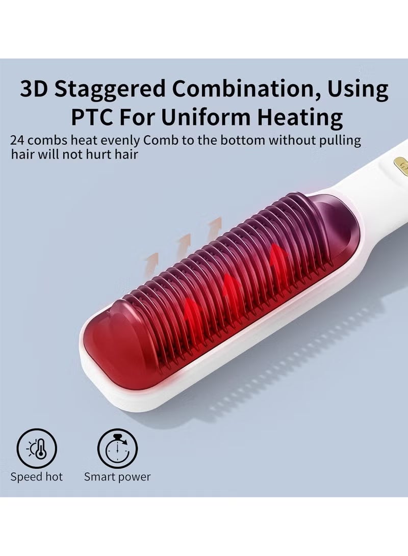 مكواة فرد الشعر مع مشط مدمج، فرشاة فرد 2 في 1، مثالية للسفر المنزلي، صالون احترافي، إعدادات حرارة مزدوجة، مكواة فرد الشعر بخطوة واحدة، فرشاة حرارية أيونية قوية من السيراميك التورمالين لجميع أنواع الشعر. - Image 5