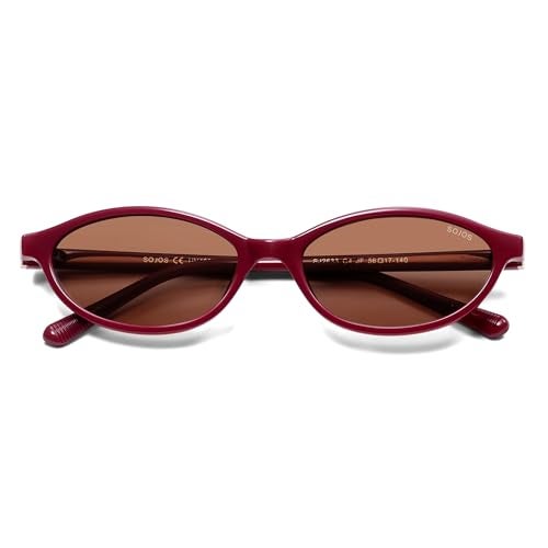SOJOS TR90 Ultra Light Flexible Sunglasses for Women Retro Oval Polarized Cat Eye Vintage Shades UV400 Protection Comfort Fit RedOrange Brown - Image 3