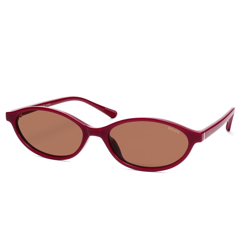 SOJOS TR90 Ultra Light Flexible Sunglasses for Women Retro Oval Polarized Cat Eye Vintage Shades UV400 Protection Comfort Fit RedOrange Brown - Image 2