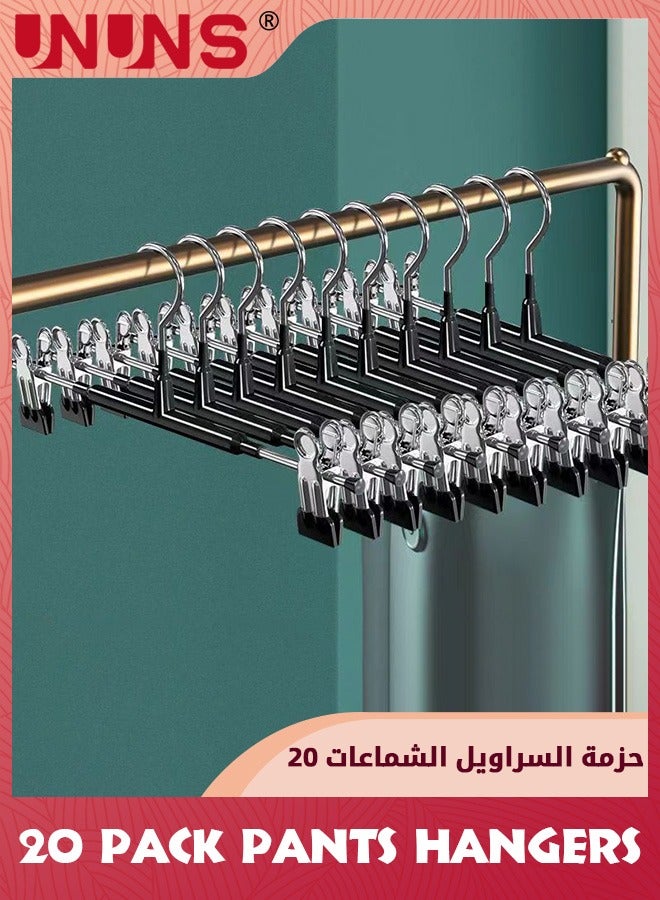 UNUNS Pants Hangers with Clips,Skirt Hangers Adjustable Clip Hangers Non Slip Metal Adult Baby Kids Space Saving Clothes Hangers For Closet Shorts Bottom Jeans Trouser Leggings 20 Pack  - Image 3