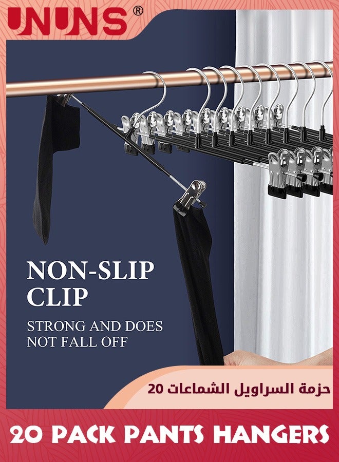 UNUNS Pants Hangers with Clips,Skirt Hangers Adjustable Clip Hangers Non Slip Metal Adult Baby Kids Space Saving Clothes Hangers For Closet Shorts Bottom Jeans Trouser Leggings 20 Pack  - Image 5