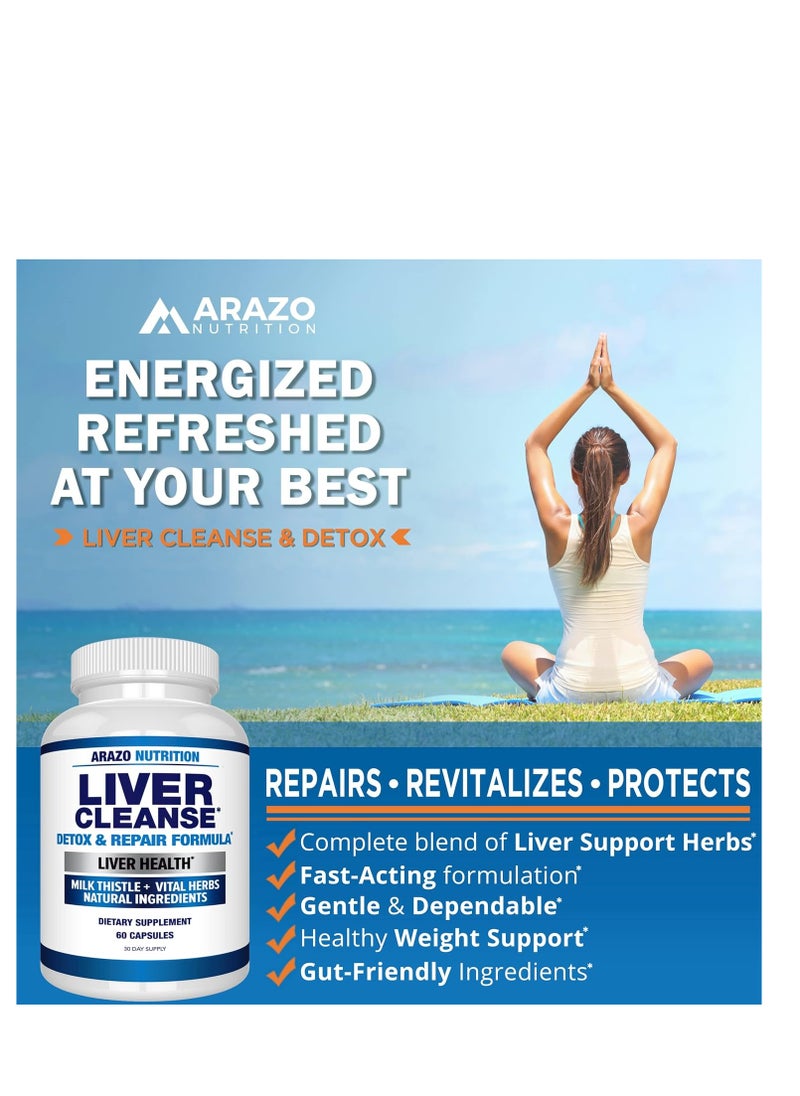 Arazo Nutrition Liver Cleanse Detox And Repair Formula Health 60 Capsules  - Image 4
