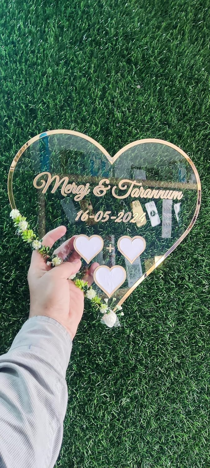 Custom Inventoo Couple Thumb Impression Gift Wedding Thumb Print Finger Print Gift Personalized Text Golden Metal Design Heart Shape flower decoration With name - Image 4