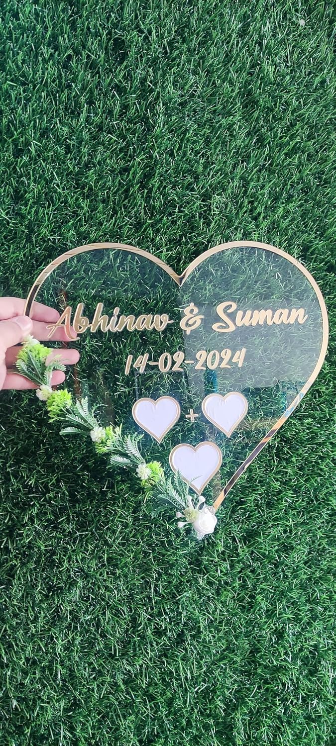 Custom Inventoo Couple Thumb Impression Gift Wedding Thumb Print Finger Print Gift Personalized Text Golden Metal Design Heart Shape flower decoration With name - Image 5