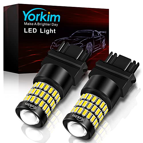 Yorkim لمبة يوركيم 3157 LED بيضاء لمبات عكسية 3157 مع بروجيكتور 3056 3156 3057 4057 4157 T25 بدائل لمبات LED للإضاءة الخلفية، عبوة من 2 - Image 1