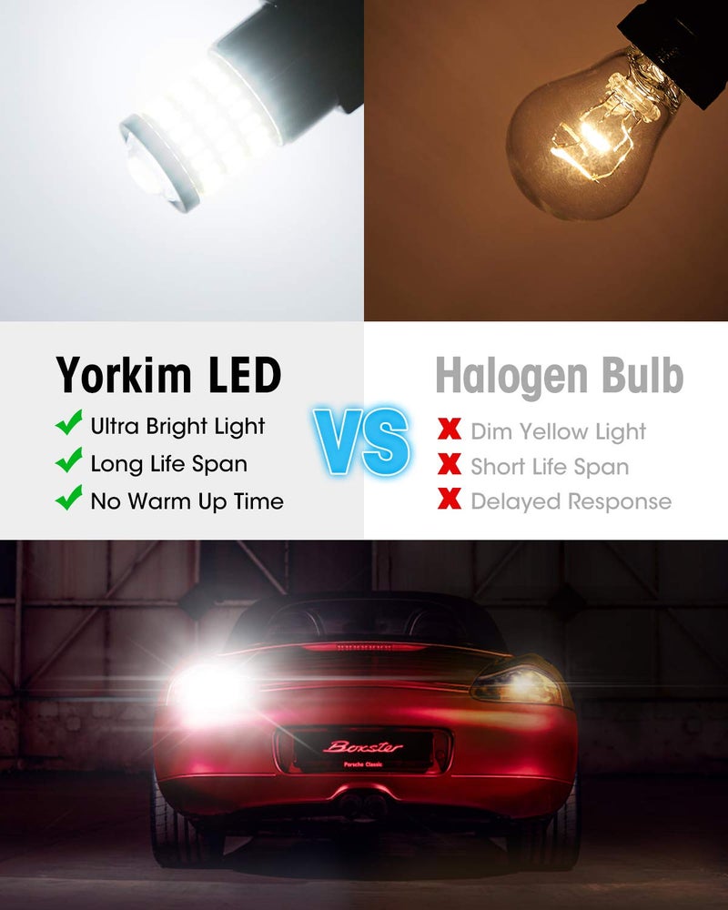 Yorkim لمبة يوركيم 3157 LED بيضاء لمبات عكسية 3157 مع بروجيكتور 3056 3156 3057 4057 4157 T25 بدائل لمبات LED للإضاءة الخلفية، عبوة من 2 - Image 2