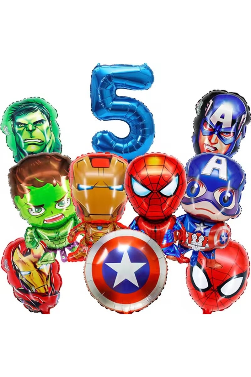 as picture 5 Marvel Superhero Birthday Balloon set SpiderMan Iron Man Hulk Foil Balloon Number Ballo