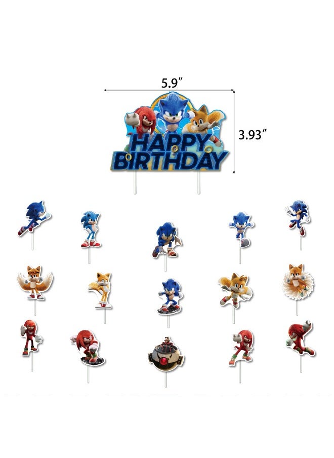 Zeemey - Sonic The Hedgehog Balloon Set with  Happy Birthday Banner,Cake Topper,Hanging Spins,Backdrop,Perfect for Graduation Baby Shower Birthday Bachelorette Party Backdrop Decoration - Image 1