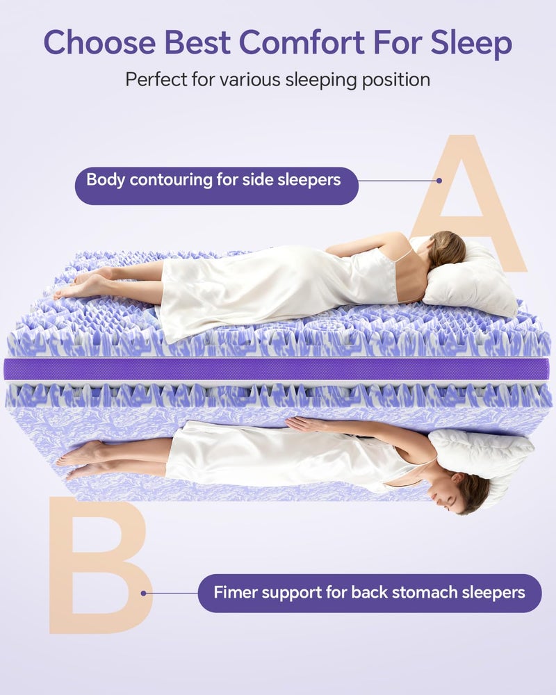 ChiXpace Dual Layer 4 Inch Memory Foam Mattress Topper Twin XL - 2 Inch Gel Memory Foam and 2 Inch Pillow Top Mattress Pad, 7-Zone Egg Crate Twin XL Size Mattress Topper (White) - Image 4