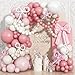 Isndare Pink and White Balloons Arch Dusty Pink Bow Balloons Garland Blush Beige Cream Latex Balloon White Long Balloon as BowCoquette Decor for Neutral Boho Birthday Party Baby Shower Bridal Wedding - Image 2