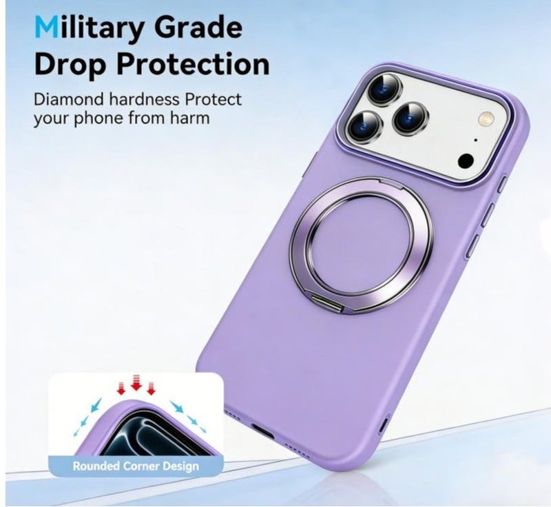 for iPhone 17 Pro Max Case Compatible with MagSafe,Magnetic Phone Case for iPhone 17 Pro Max Rotating Stand Anti-Scratch Shockproof Protective Cover Purple - Image 4