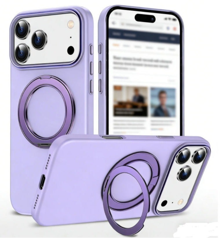 for iPhone 17 Pro Max Case Compatible with MagSafe,Magnetic Phone Case for iPhone 17 Pro Max Rotating Stand Anti-Scratch Shockproof Protective Cover Purple - Image 1