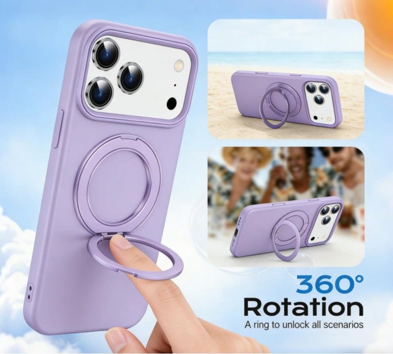 for iPhone 17 Pro Max Case Compatible with MagSafe,Magnetic Phone Case for iPhone 17 Pro Max Rotating Stand Anti-Scratch Shockproof Protective Cover Purple - Image 3