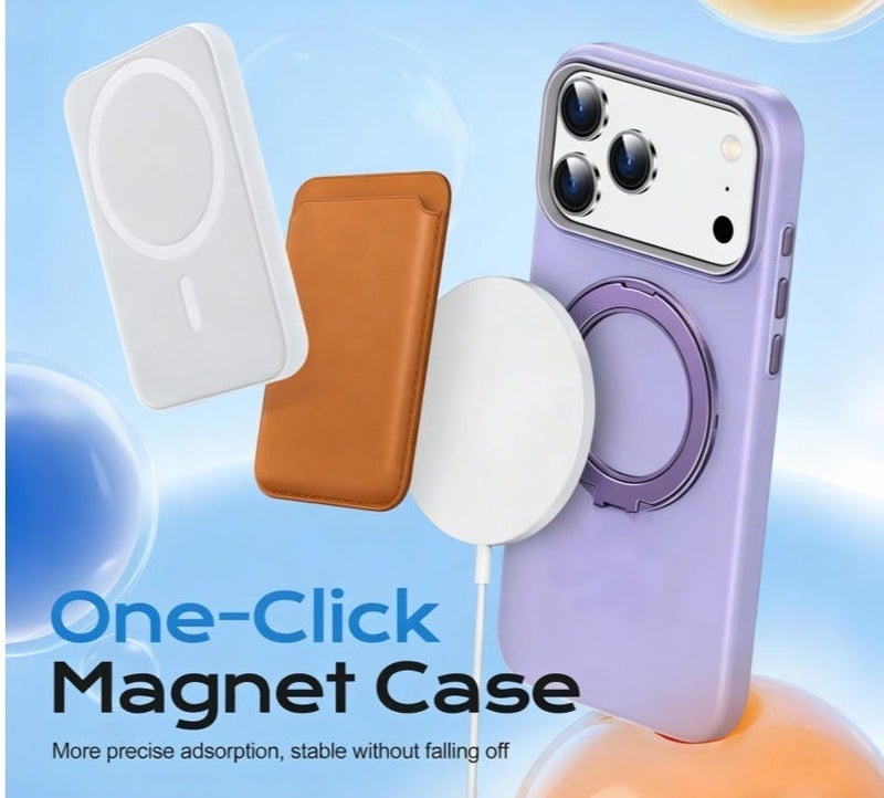 for iPhone 17 Pro Max Case Compatible with MagSafe,Magnetic Phone Case for iPhone 17 Pro Max Rotating Stand Anti-Scratch Shockproof Protective Cover Purple - Image 2