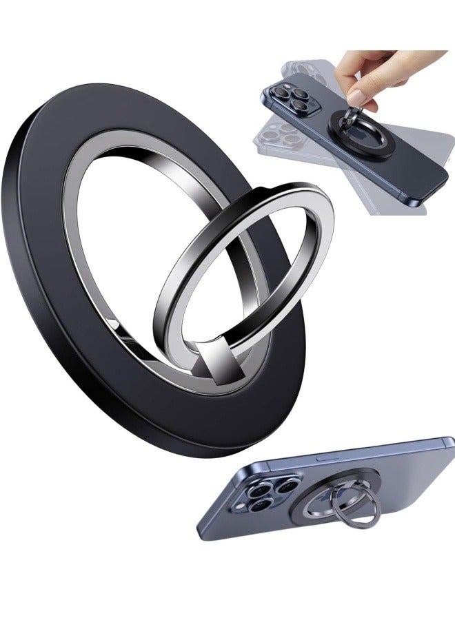 SUPER SO Phone Ring Holder for MagSafe, Strong Magnet Phone Grip Stand Holder Anti-Scratch Adjustable Kickstand for iPhone 16 15 14 13 12, Pro, Pro Max, Mini, Plus, for Magnetic phone cases, & Android Devices Use with Iron Ring (Black)  - Image 1