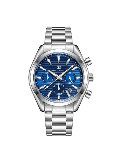 KENNETH SCOTT Men's Chrono & Multi Function Display Watch With Silver Stainless Steel Strap - K23150-SBSN