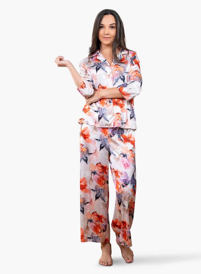 Aadaraya Floral Print Shirt and Pyjama Set - Image 2