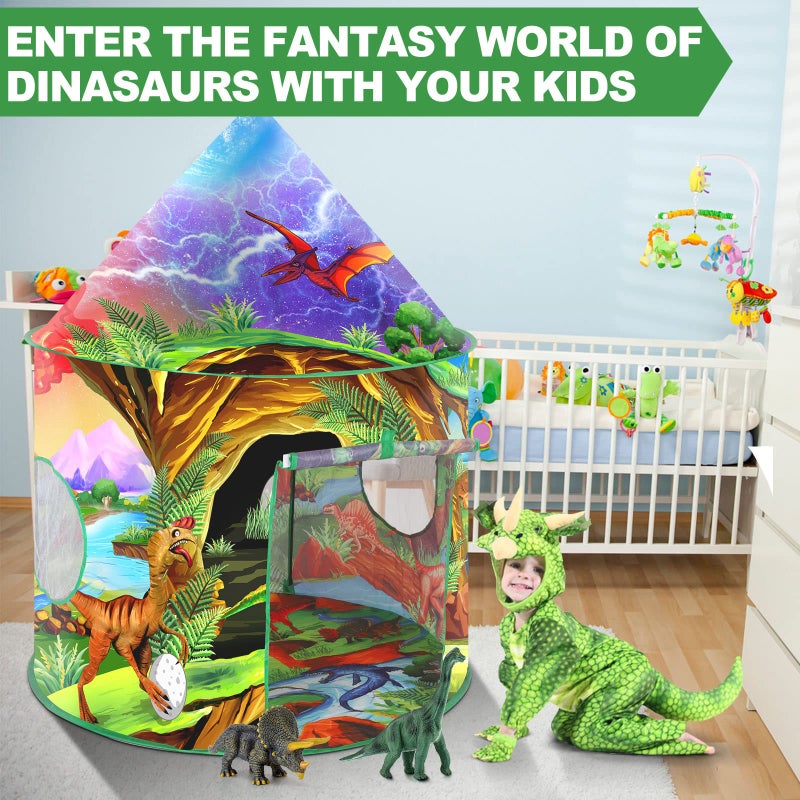 WillingHeart Play Tent for Kids Pretend Playhouse Indoor Outdoor Games Party Children Pop Up Foldable Tent Birthday Toy for Boys Girls Toddler Baby Playroom Gift, Wild Dinosaur Themed - Image 2