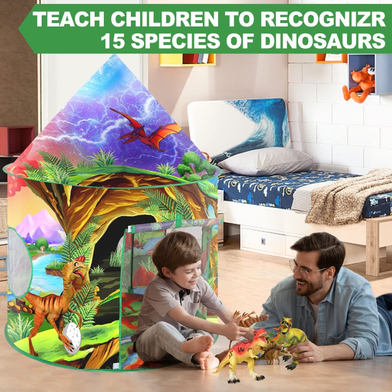 WillingHeart Play Tent for Kids Pretend Playhouse Indoor Outdoor Games Party Children Pop Up Foldable Tent Birthday Toy for Boys Girls Toddler Baby Playroom Gift, Wild Dinosaur Themed - Image 4