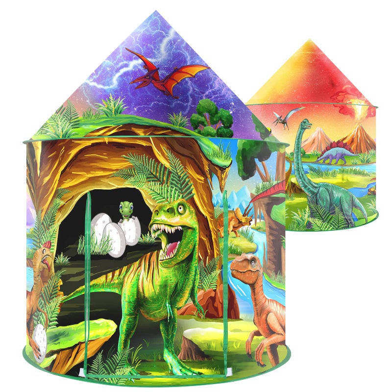 WillingHeart Play Tent for Kids Pretend Playhouse Indoor Outdoor Games Party Children Pop Up Foldable Tent Birthday Toy for Boys Girls Toddler Baby Playroom Gift, Wild Dinosaur Themed - Image 1