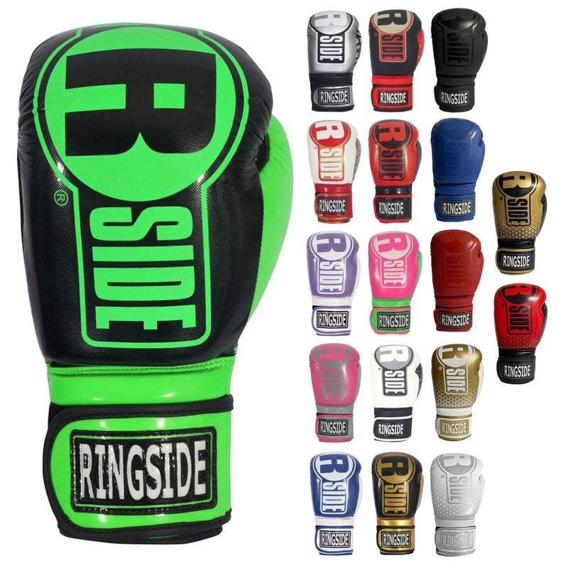 Ringside Apex Bag Gloves IMFTech Boxing Gloves with Secure Wrist Support Synthetic Boxing Gloves for Men and Women Green and Black SM - Image 2