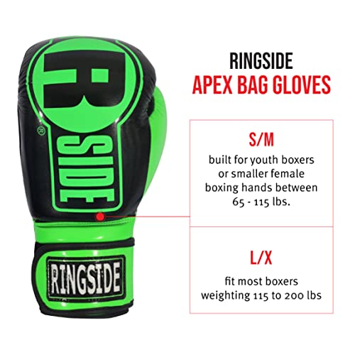 Ringside Apex Bag Gloves IMFTech Boxing Gloves with Secure Wrist Support Synthetic Boxing Gloves for Men and Women Green and Black SM - Image 3