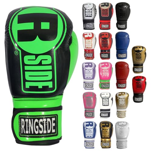 Ringside Apex Bag Gloves IMFTech Boxing Gloves with Secure Wrist Support Synthetic Boxing Gloves for Men and Women Green and Black SM - Image 1